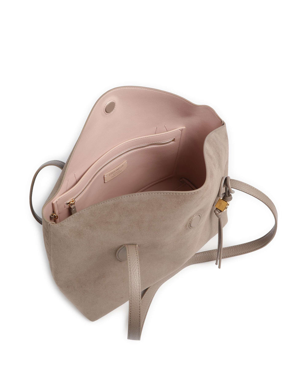 Coccinelle Thess Suede Tote bag warm taupe