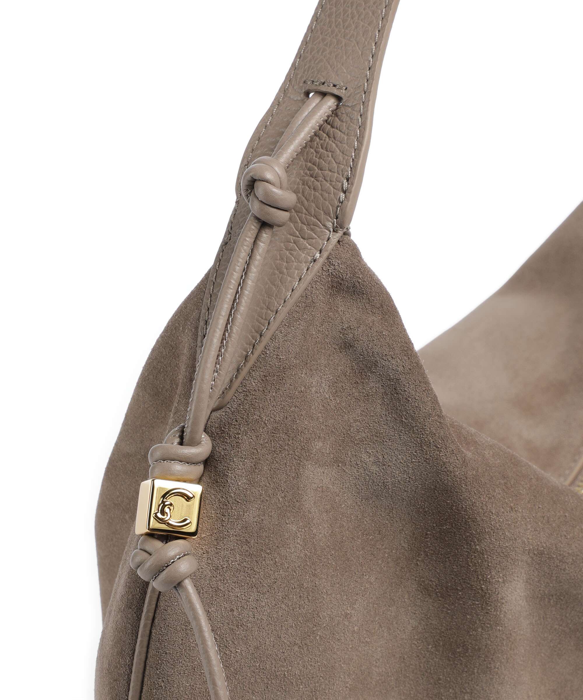 Coccinelle Thess Suede Hobo bag warm taupe