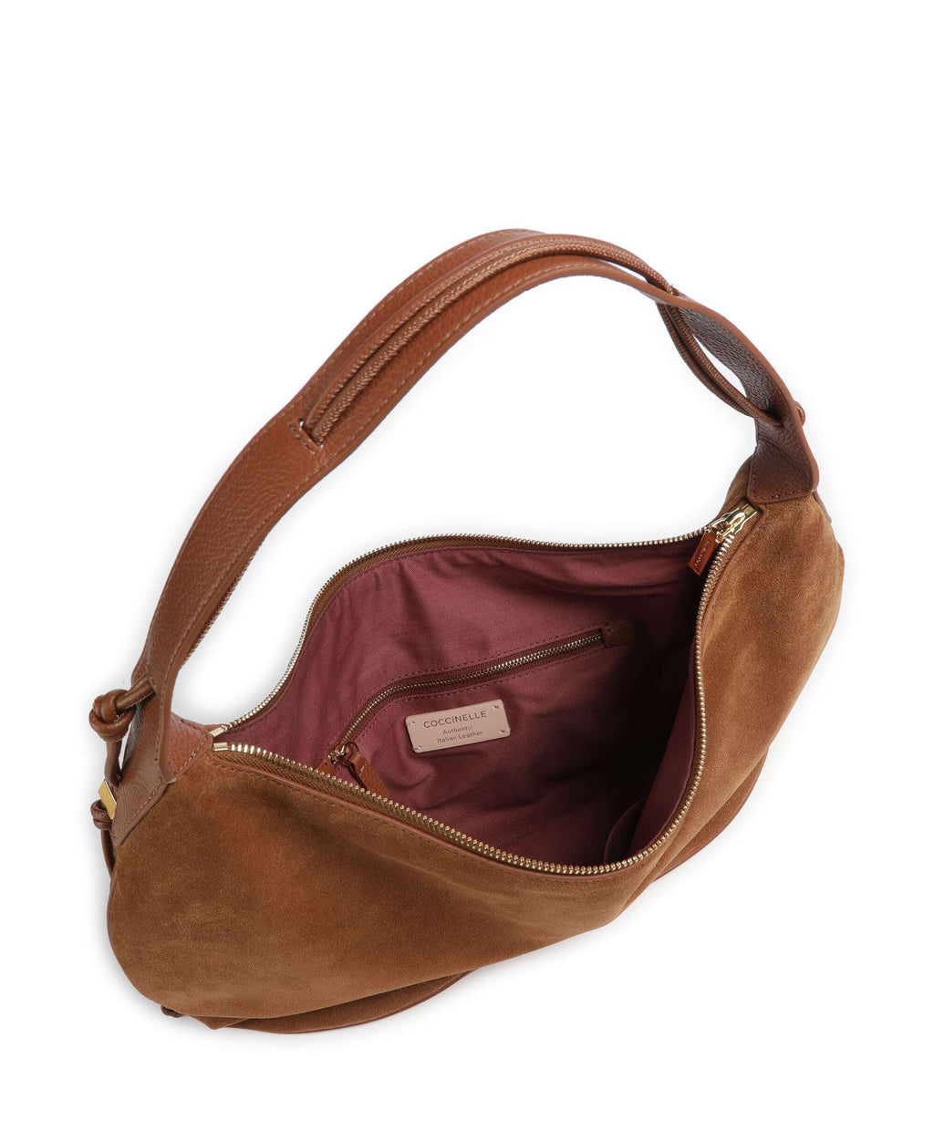 Coccinelle Thess Suede Hobo bag cognac
