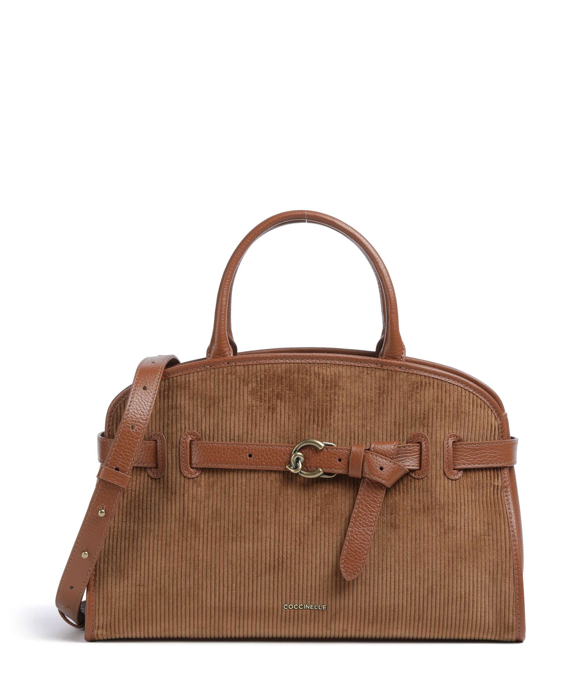 Coccinelle Sabine Corduroy Handbag cognac