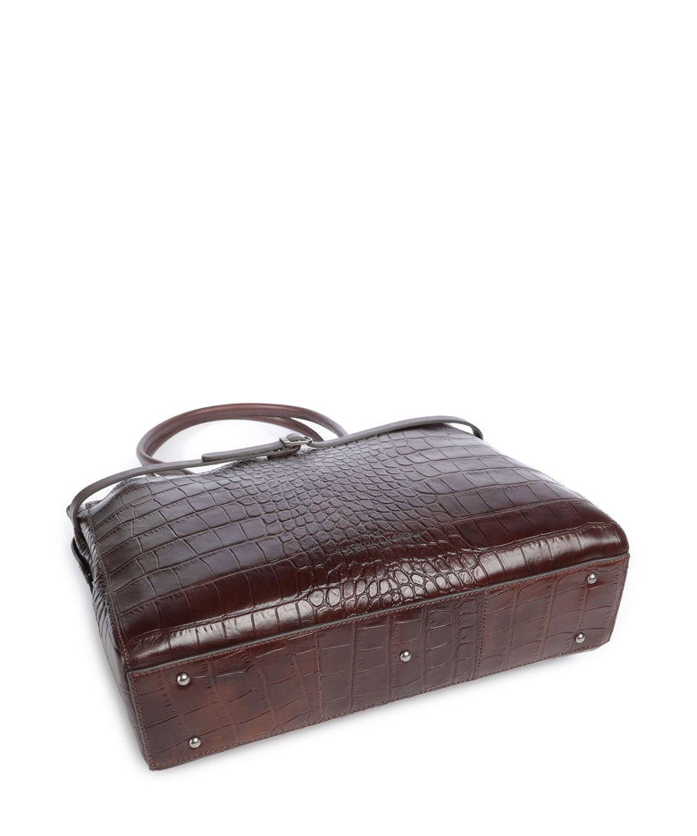 Castelijn & Beerens Croco Tess Briefcase mocca
