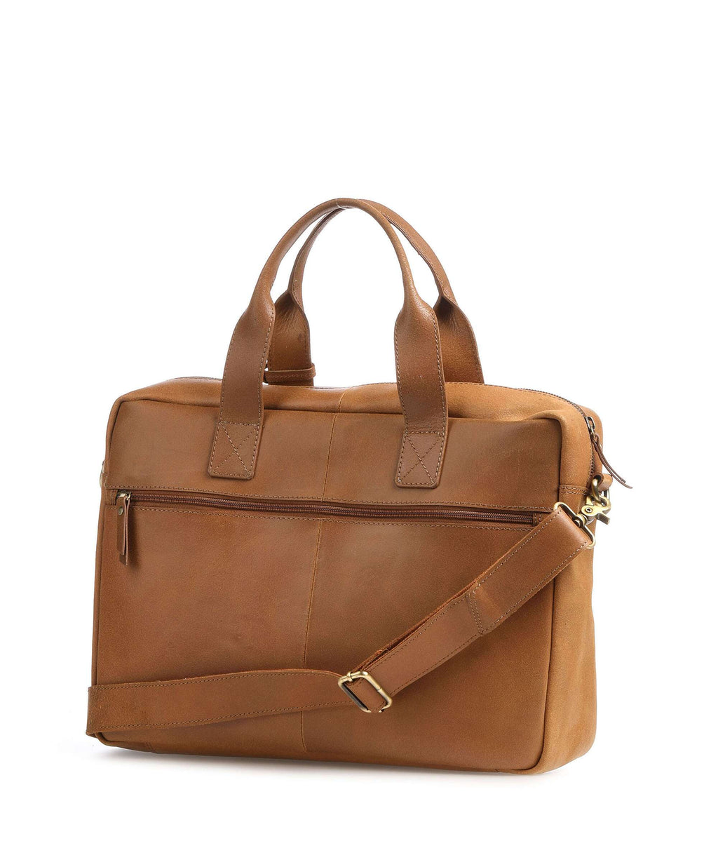 Burkely Vintage River Worker Briefcase cognac