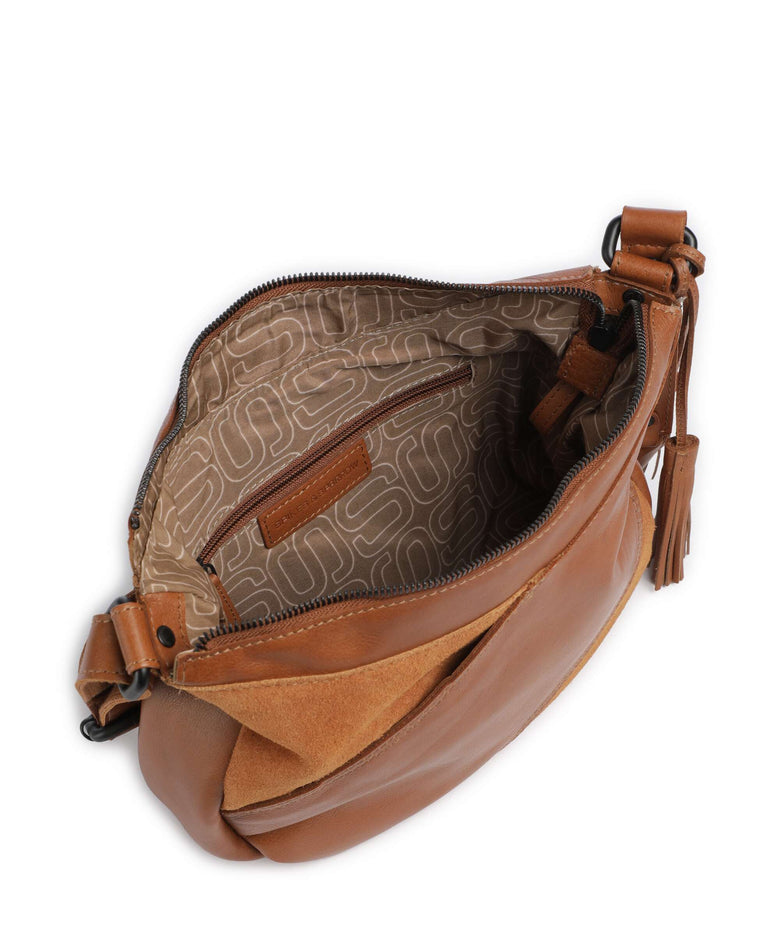 Spikes & Sparrow Suede Mix Lorain Crossbody bag brandy