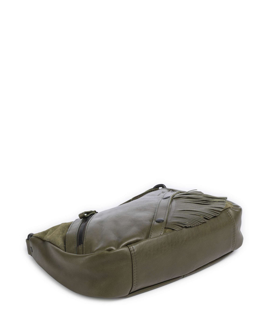 Spikes & Sparrow Suede Mix Jadeline Shoulder bag green