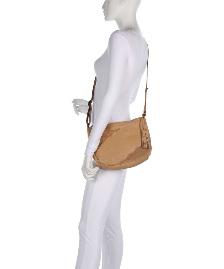 Spikes & Sparrow Suede Mix Lorain Crossbody bag camel