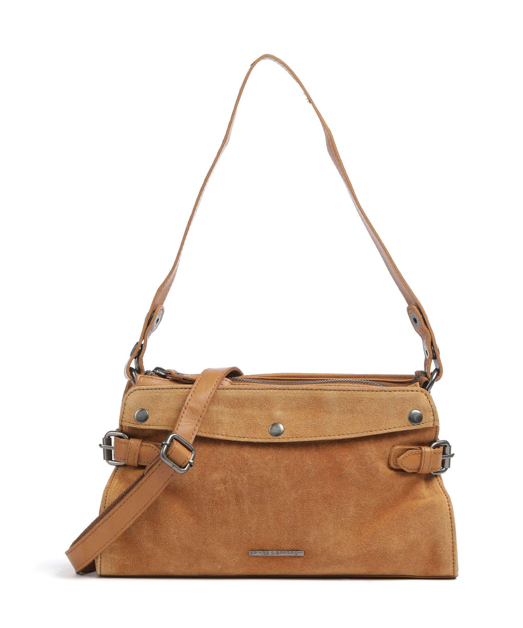Spikes & Sparrow Suede Mix Madelon Shoulder bag tan