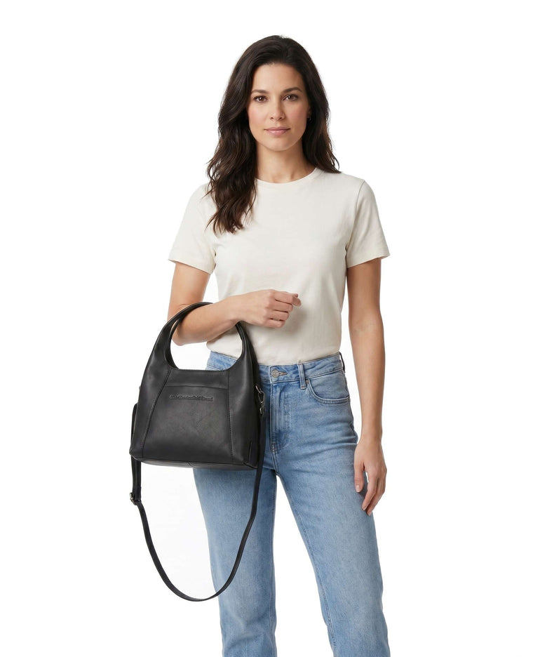 The Chesterfield Brand Wax Pull Up Cow Lunera Handbag black