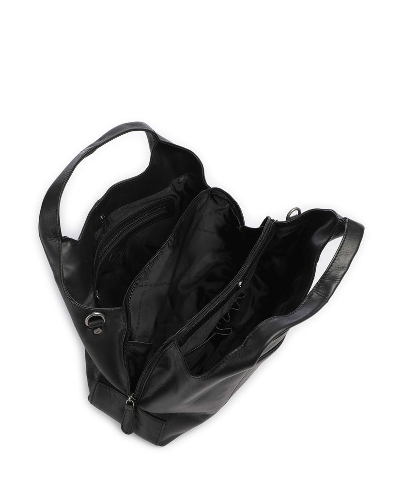 The Chesterfield Brand Wax Pull Up Cow Salina Handbag black